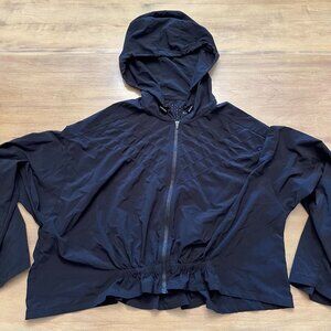 NWOT Zella Zip-Up Hoodie Mesh back ruffle hem